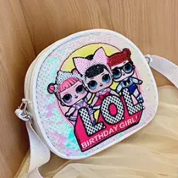 Girl (White) Sequins Crossbody Purse - Picture 2 of 2